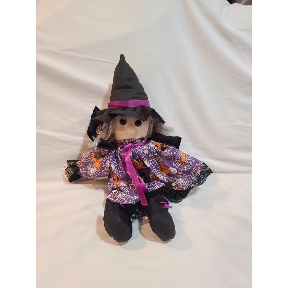 Vintage Halloween Old Witch Shelf Sitter Beanie Plush 18” Doll Joelson 1994